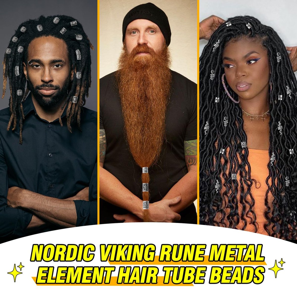 81PCS Viking Hair Beads & Beard Ornaments Set - Premium Silver Hair Jewelry for Dreadlocks, Braids, Locs, and Beard Decor - görsel 3