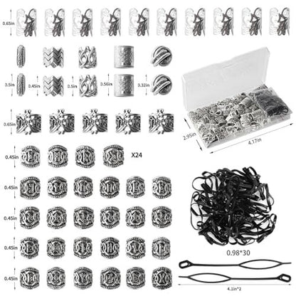 81PCS Viking Hair Beads & Beard Ornaments Set - Premium Silver Hair Jewelry for Dreadlocks, Braids, Locs, and Beard Decor