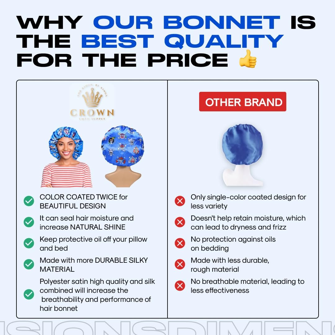 Anime Bonnet with Elastic Soft Band – Adjustable Silky Satin Sleep Bonnet for Women and Men - görsel 3