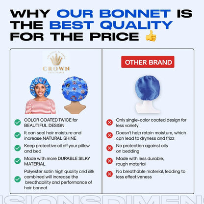 Anime Bonnet with Elastic Soft Band – Adjustable Silky Satin Sleep Bonnet for Women and Men