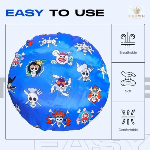 Anime Bonnet with Elastic Soft Band – Adjustable Silky Satin Sleep Bonnet for Women and Men - görsel 14