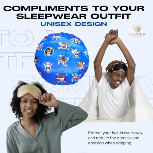 Anime Bonnet with Elastic Soft Band – Adjustable Silky Satin Sleep Bonnet for Women and Men - görsel 10