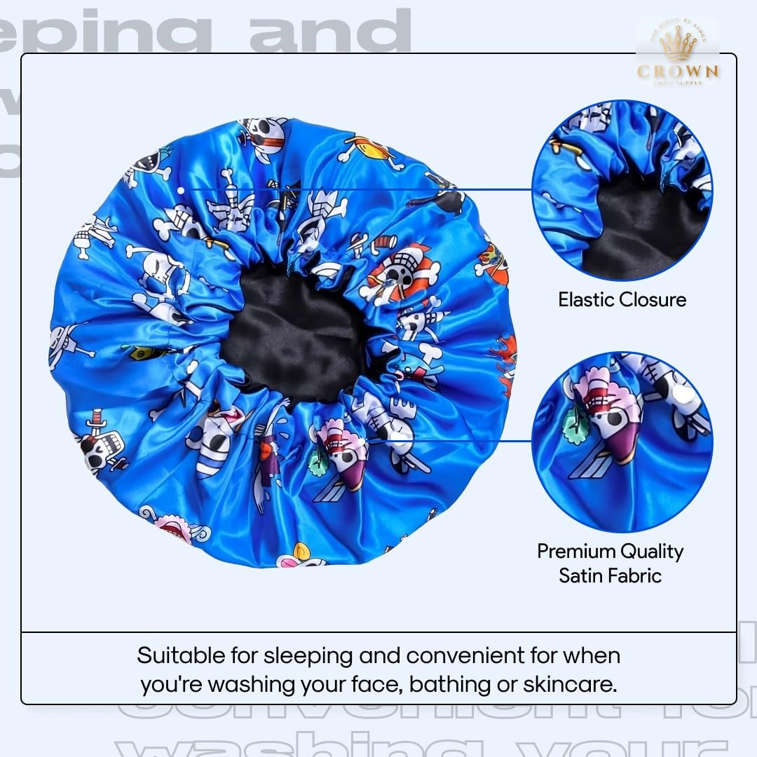Anime Bonnet with Elastic Soft Band – Adjustable Silky Satin Sleep Bonnet for Women and Men - görsel 5
