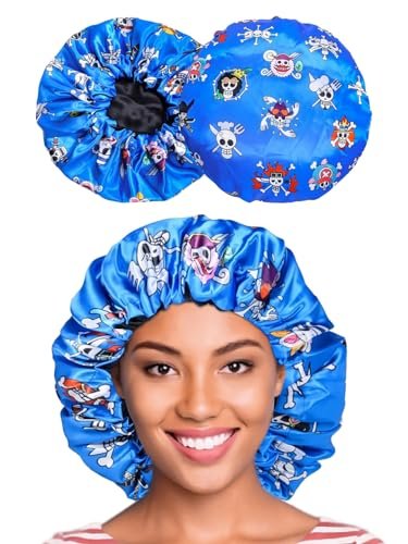 Anime Bonnet with Elastic Soft Band – Adjustable Silky Satin Sleep Bonnet for Women and Men - görsel 2