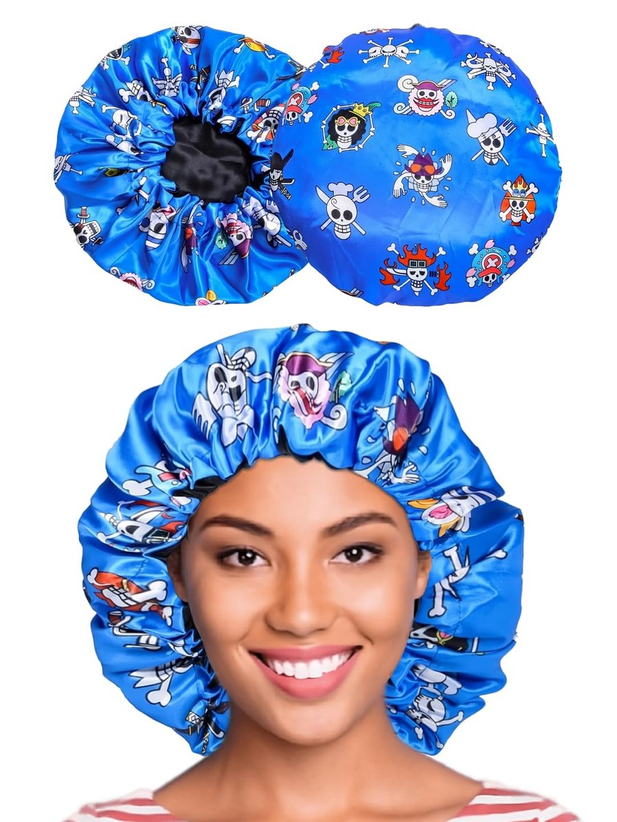 Anime Bonnet with Elastic Soft Band – Adjustable Silky Satin Sleep Bonnet for Women and Men - görsel 1