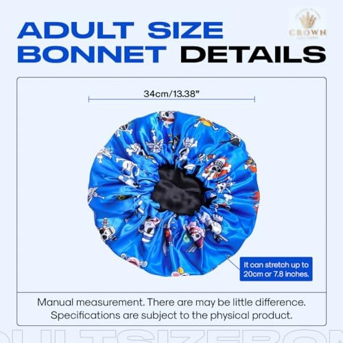 Anime Bonnet with Elastic Soft Band – Adjustable Silky Satin Sleep Bonnet for Women and Men - görsel 12
