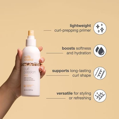 milk_shake Curl Passion Primer - Pre-Styling Curl Primer for All Curl Types, Adds Moisture & Enhances Definition, with Babassu Oil, Praxcai Oil & Milk Proteins, 6.8 Fl Oz Avelisse