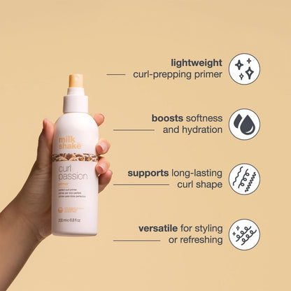 milk_shake Curl Passion Primer - Pre-Styling Curl Primer for All Curl Types, Adds Moisture & Enhances Definition, with Babassu Oil, Praxcai Oil & Milk Proteins, 6.8 Fl Oz Avelisse