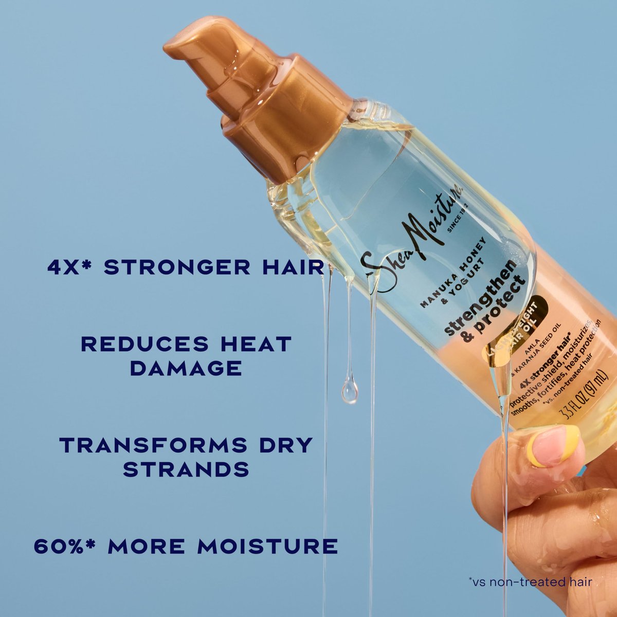 SheaMoisture Strengthen & Protect Hair Oil with Manuka Honey & Yogurt - Reduces Heat Damage, Lightweight Formula, 3.3 fl oz Avelisse