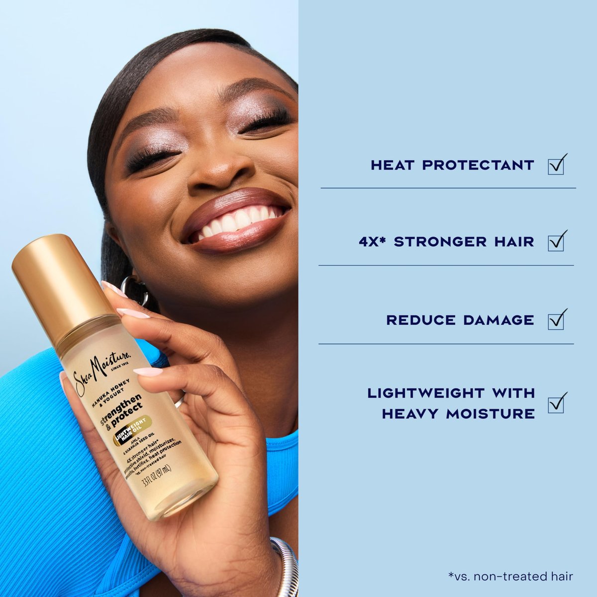 SheaMoisture Strengthen & Protect Hair Oil with Manuka Honey & Yogurt - Reduces Heat Damage, Lightweight Formula, 3.3 fl oz Avelisse