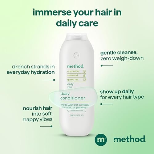 Method Daily Zen Conditioner - Nourishes & Hydrates, Safe for Color-Treated Hair - Sulfate Free, Paraben Free & Silicone Free - 13.5 oz Avelisse