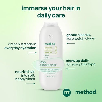 Method Daily Zen Conditioner - Nourishes & Hydrates, Safe for Color-Treated Hair - Sulfate Free, Paraben Free & Silicone Free - 13.5 oz Avelisse