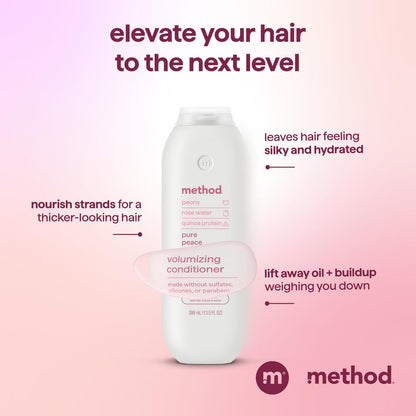 Method Volumizing Conditioner, Pure Peace – Thicker, Fuller Hair, Sulfate-Free, 13.5 oz