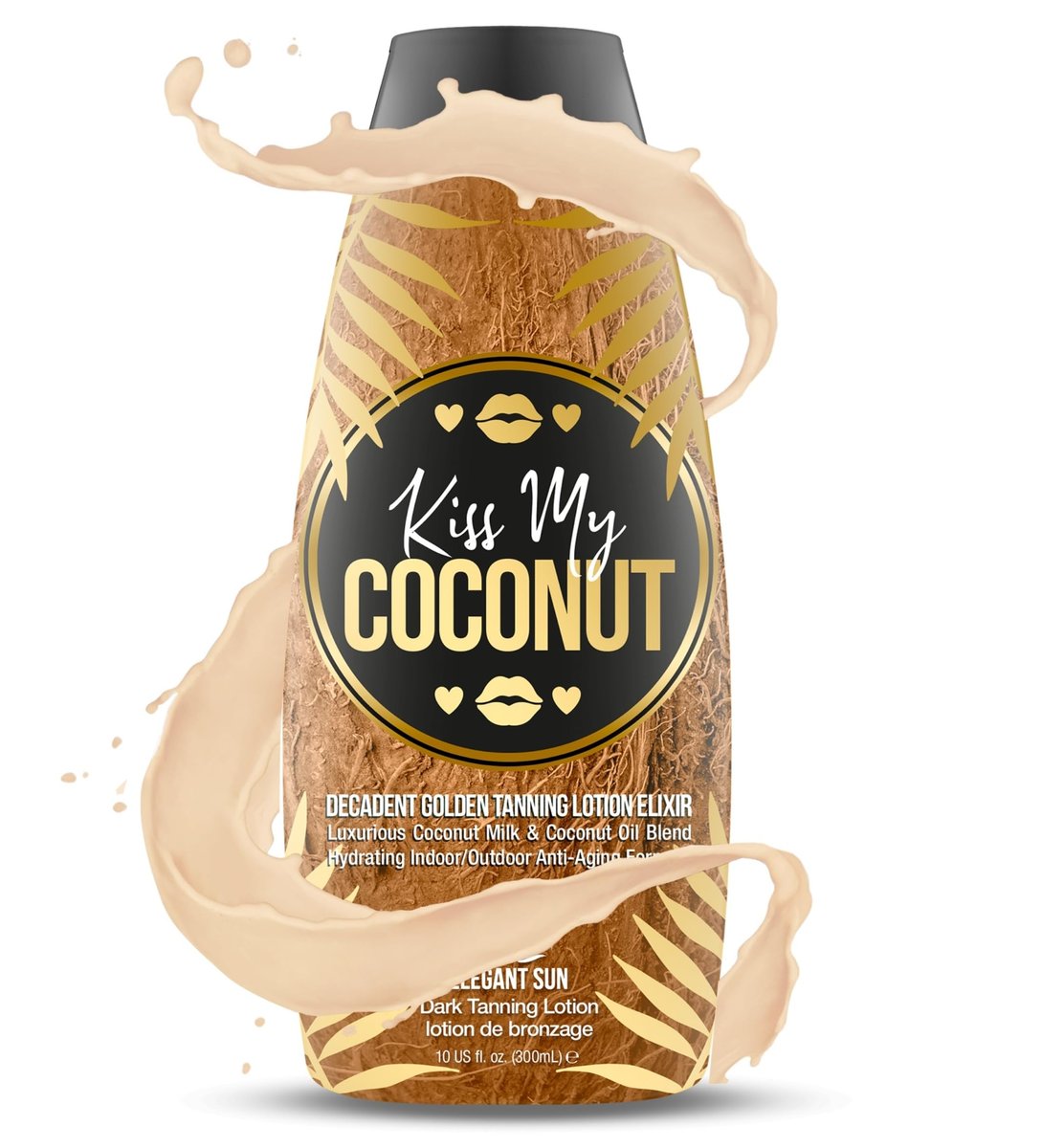 Kiss My Coconut Tanning Bed Lotion - Skin Softening Golden Tan Intensifier with Coconut Milk & Cocoa Butter, No Bronzer, Unisex Hydrating Indoor/Outdoor Accelerator by Elegant Sun Avelisse