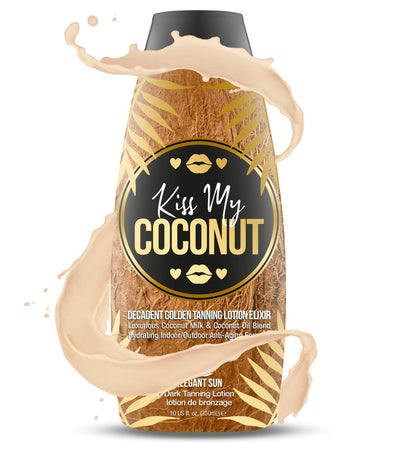 Kiss My Coconut Tanning Bed Lotion - Skin Softening Golden Tan Intensifier with Coconut Milk & Cocoa Butter, No Bronzer, Unisex Hydrating Indoor/Outdoor Accelerator by Elegant Sun Avelisse