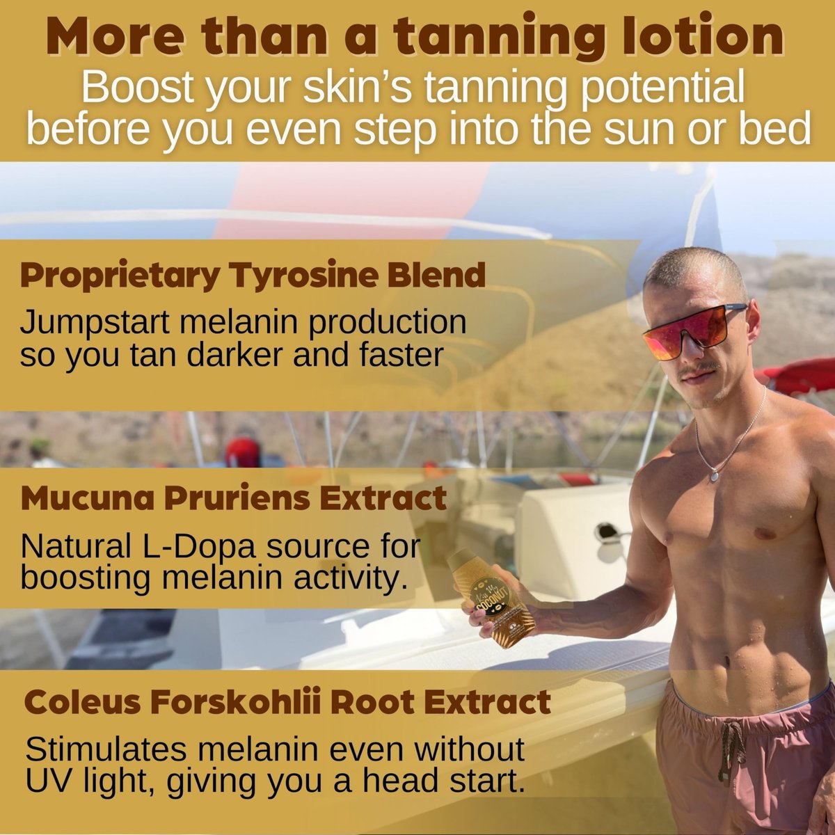 Kiss My Coconut Tanning Bed Lotion - Skin Softening Golden Tan Intensifier with Coconut Milk & Cocoa Butter, No Bronzer, Unisex Hydrating Indoor/Outdoor Accelerator by Elegant Sun Avelisse