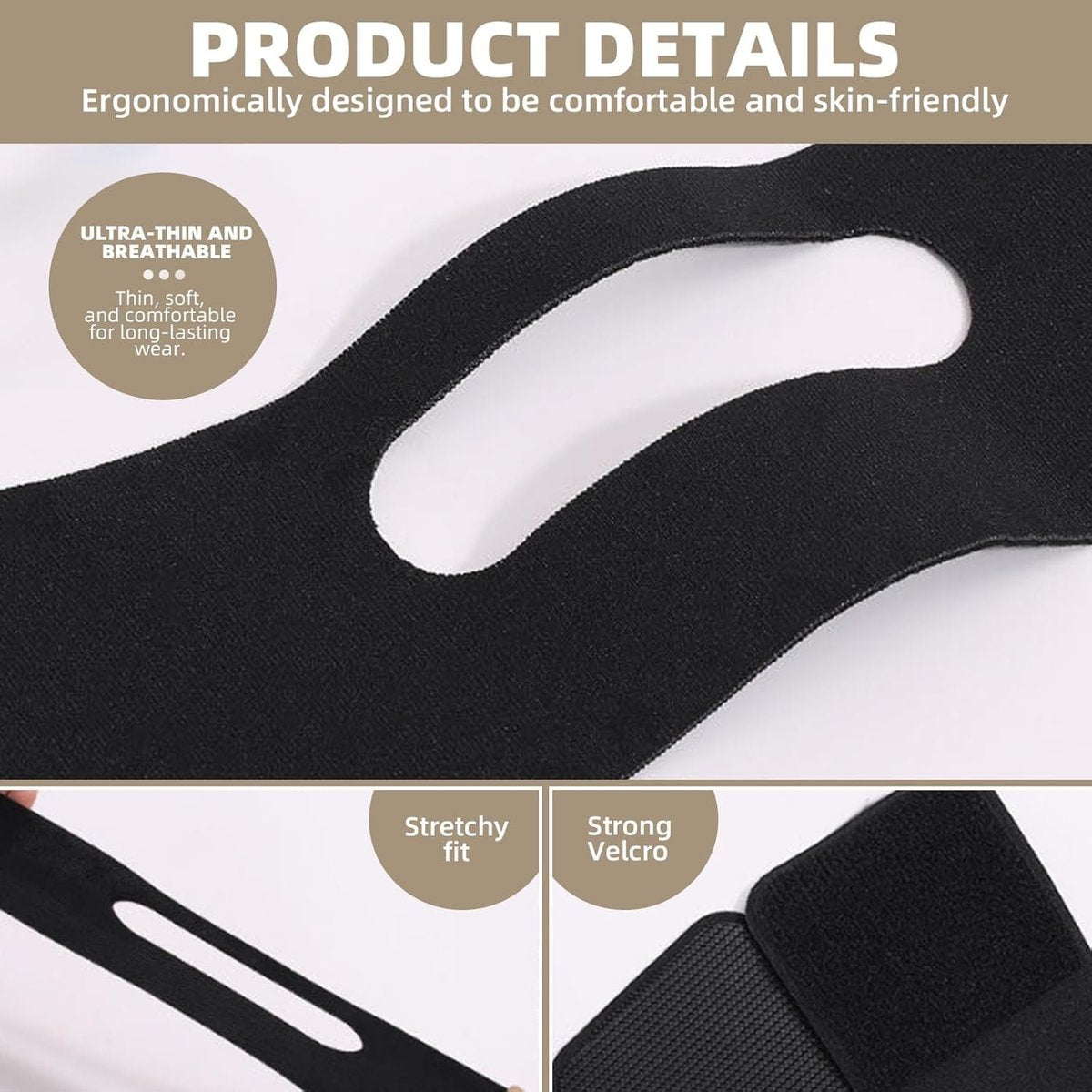V-Line Lifting Mask - Double Chin Reducer & Face Shaper with High-Elastic Fit, Reusable Chin Strap & Depuffing Tape for Skin Tightening, Sagging Skin Relief & Slimming for Men and Women - görsel 7
