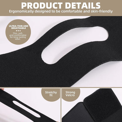 V-Line Lifting Mask - Double Chin Reducer & Face Shaper with High-Elastic Fit, Reusable Chin Strap & Depuffing Tape for Skin Tightening, Sagging Skin Relief & Slimming for Men and Women