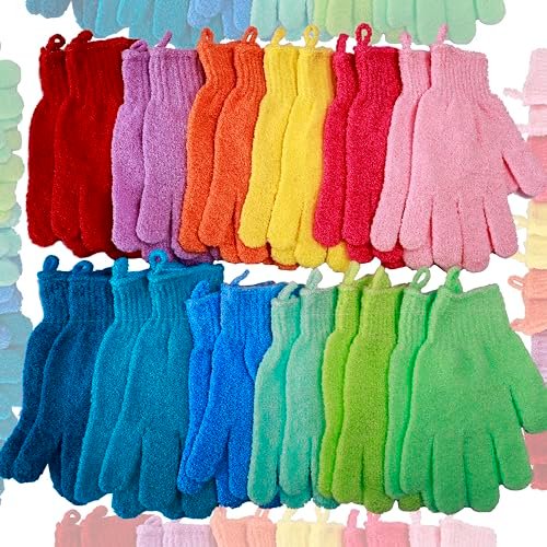 24 Pcs Exfoliating Bath Gloves Shower Gloves - 12 Colors Double Sided Nylon Body Scrubber for Spa, Massage & Skin Care - görsel 2