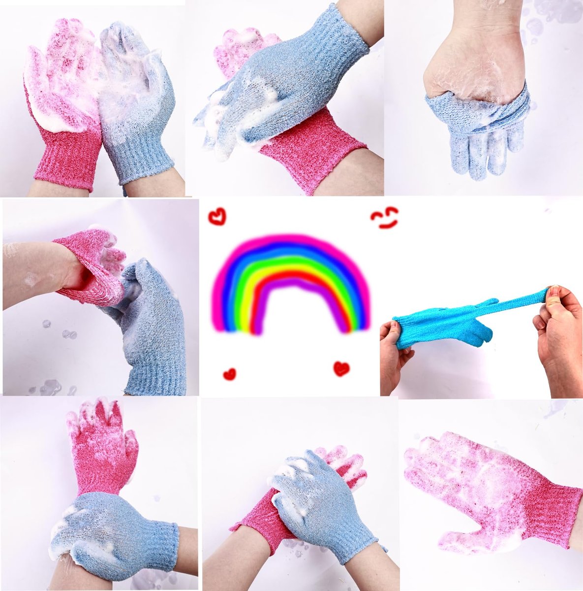 24 Pcs Exfoliating Bath Gloves Shower Gloves - 12 Colors Double Sided Nylon Body Scrubber for Spa, Massage & Skin Care - görsel 3