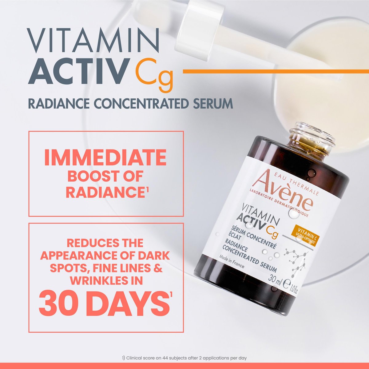 Avène Vitamin Activ Cg Radiance Concentrated Serum - Vitamin Cg, Niacinamide & Bakuchiol for Brighter Skin, Reduces Wrinkles & Dark Spots, 1 Fl Oz Avelisse