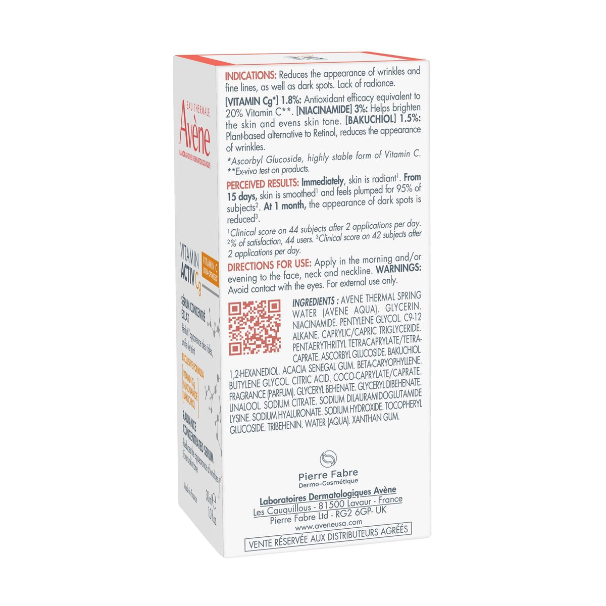 Avène Vitamin Activ Cg Radiance Concentrated Serum - Vitamin Cg, Niacinamide & Bakuchiol for Brighter Skin, Reduces Wrinkles & Dark Spots, 1 Fl Oz Avelisse