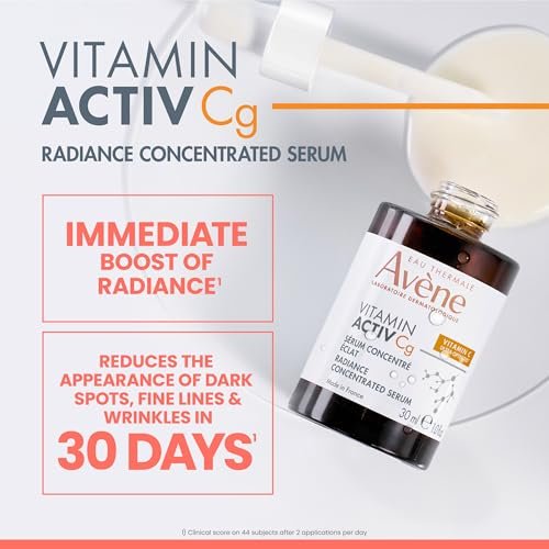 Avène Vitamin Activ Cg Radiance Concentrated Serum - Vitamin Cg, Niacinamide & Bakuchiol for Brighter Skin, Reduces Wrinkles & Dark Spots, 1 Fl Oz Avelisse