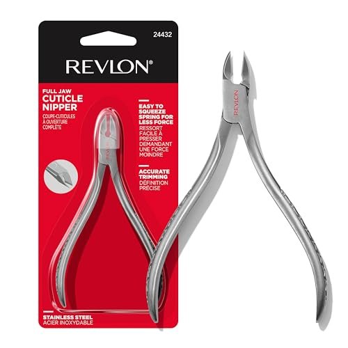 Revlon Full Jaw Cuticle Nipper - Stainless Steel Manicure Tool for Precise Nail Care, Easy Squeeze Spring, 1 Count Avelisse