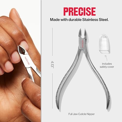 Revlon Full Jaw Cuticle Nipper - Stainless Steel Manicure Tool for Precise Nail Care, Easy Squeeze Spring, 1 Count Avelisse