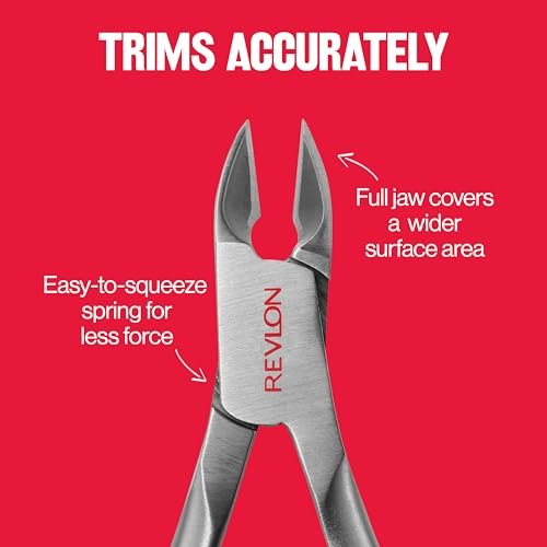 Revlon Full Jaw Cuticle Nipper - Stainless Steel Manicure Tool for Precise Nail Care, Easy Squeeze Spring, 1 Count Avelisse