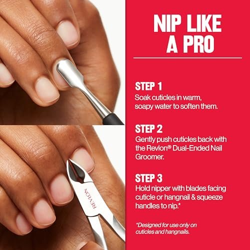 Revlon Full Jaw Cuticle Nipper - Stainless Steel Manicure Tool for Precise Nail Care, Easy Squeeze Spring, 1 Count Avelisse