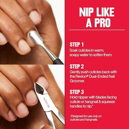 Revlon Full Jaw Cuticle Nipper - Stainless Steel Manicure Tool for Precise Nail Care, Easy Squeeze Spring, 1 Count Avelisse