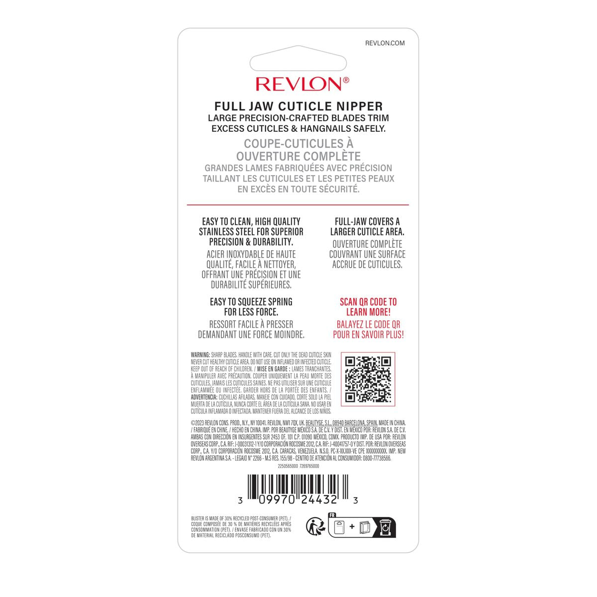Revlon Full Jaw Cuticle Nipper - Stainless Steel Manicure Tool for Precise Nail Care, Easy Squeeze Spring, 1 Count Avelisse