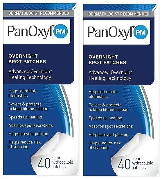 PanOxyl PM Overnight Spot Patches (40 Count - Pack of 2) – Advanced Hydrocolloid Healing Technology, Fragrance Free Avelisse