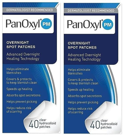 PanOxyl PM Overnight Spot Patches (40 Count - Pack of 2) – Advanced Hydrocolloid Healing Technology, Fragrance Free Avelisse