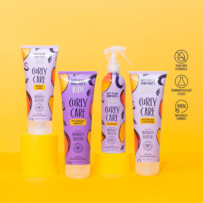 Not Your Mother's Kids Curly Care 4-Pack: Tear-Free Shampoo, Conditioner, Curl Defining Cream & Detangler Spray for All Curl Types Avelisse