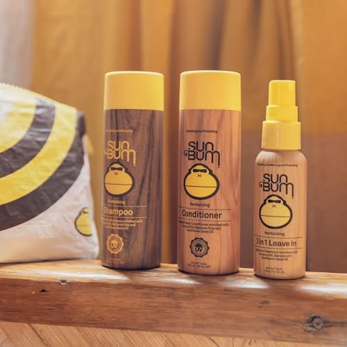 Sun Bum Hair Care Travel Essentials Kit - Revitalizing Shampoo, Conditioner, and 3-in-1 Leave-In Treatment with Aloha Travel Pouch Avelisse