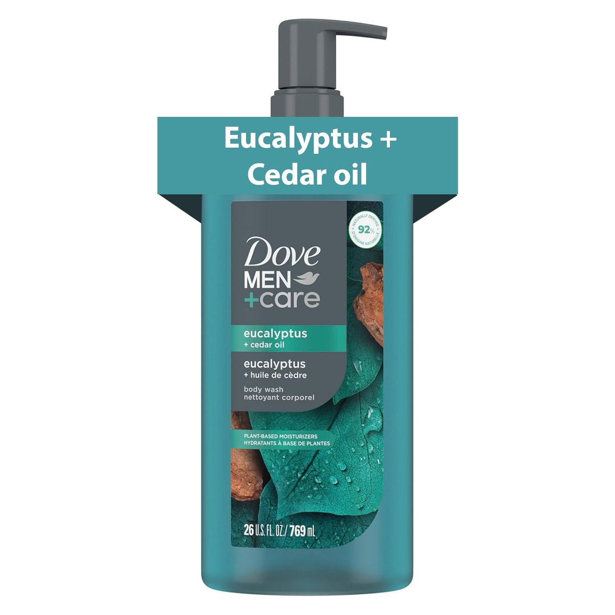 DOVE MEN Eucalyptus + Cedar Oil Moisturizing Body Wash – Sulfate Free, Paraben Free & Dye Free, 26 oz Avelisse