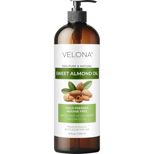 Velona Sweet Almond Oil - 100% Pure & Natural Carrier Oil, Cold Pressed, 16 Fl Oz - görsel 2