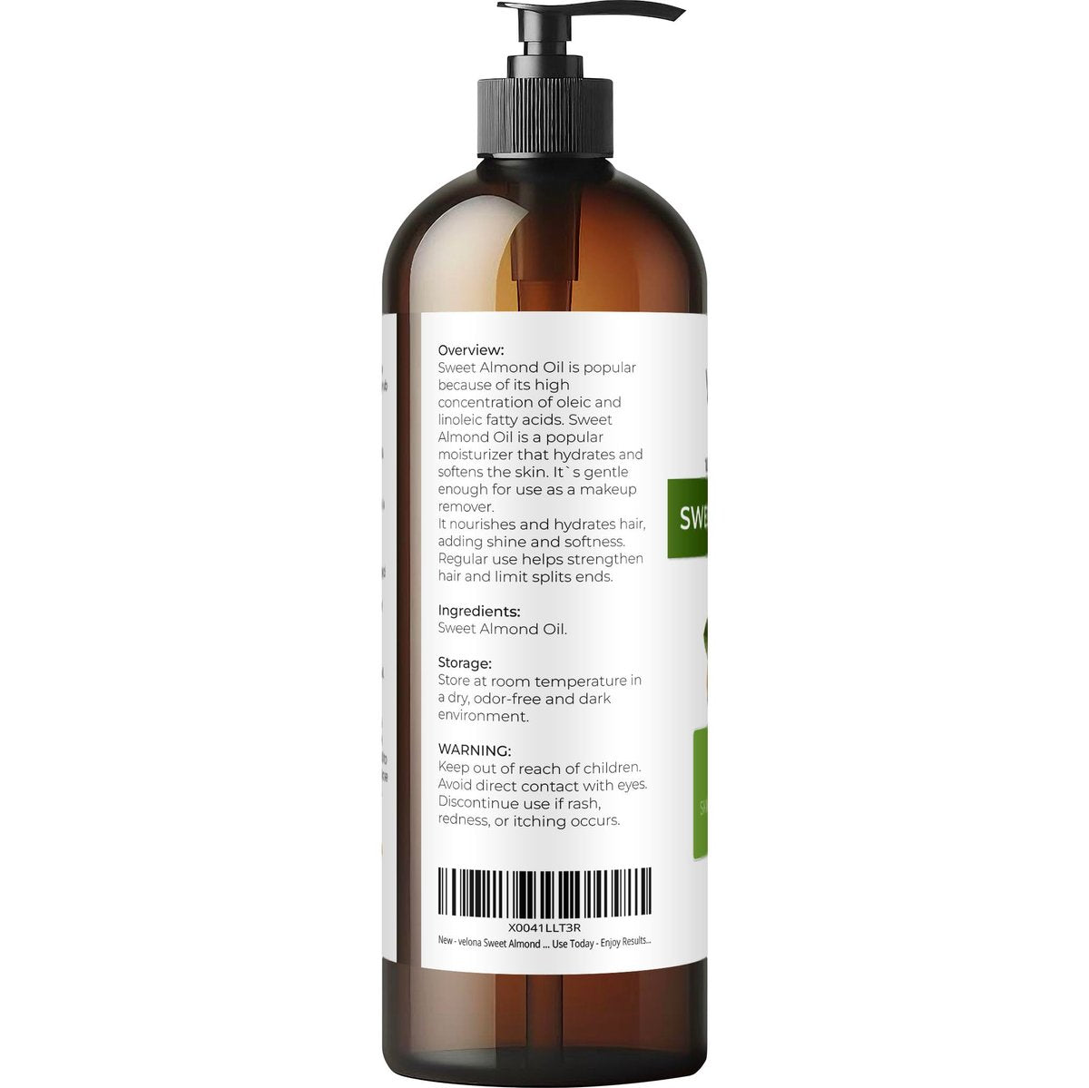 Velona Sweet Almond Oil - 100% Pure & Natural Carrier Oil, Cold Pressed, 16 Fl Oz - görsel 5
