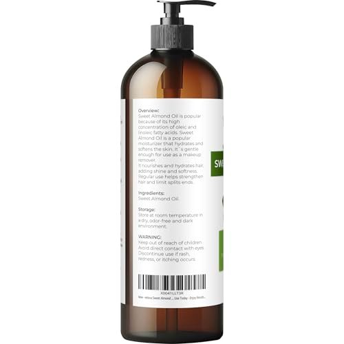 Velona Sweet Almond Oil - 100% Pure & Natural Carrier Oil, Cold Pressed, 16 Fl Oz - görsel 6