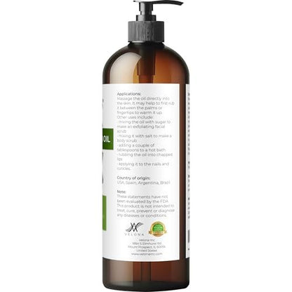 Velona Sweet Almond Oil - 100% Pure & Natural Carrier Oil, Cold Pressed, 16 Fl Oz