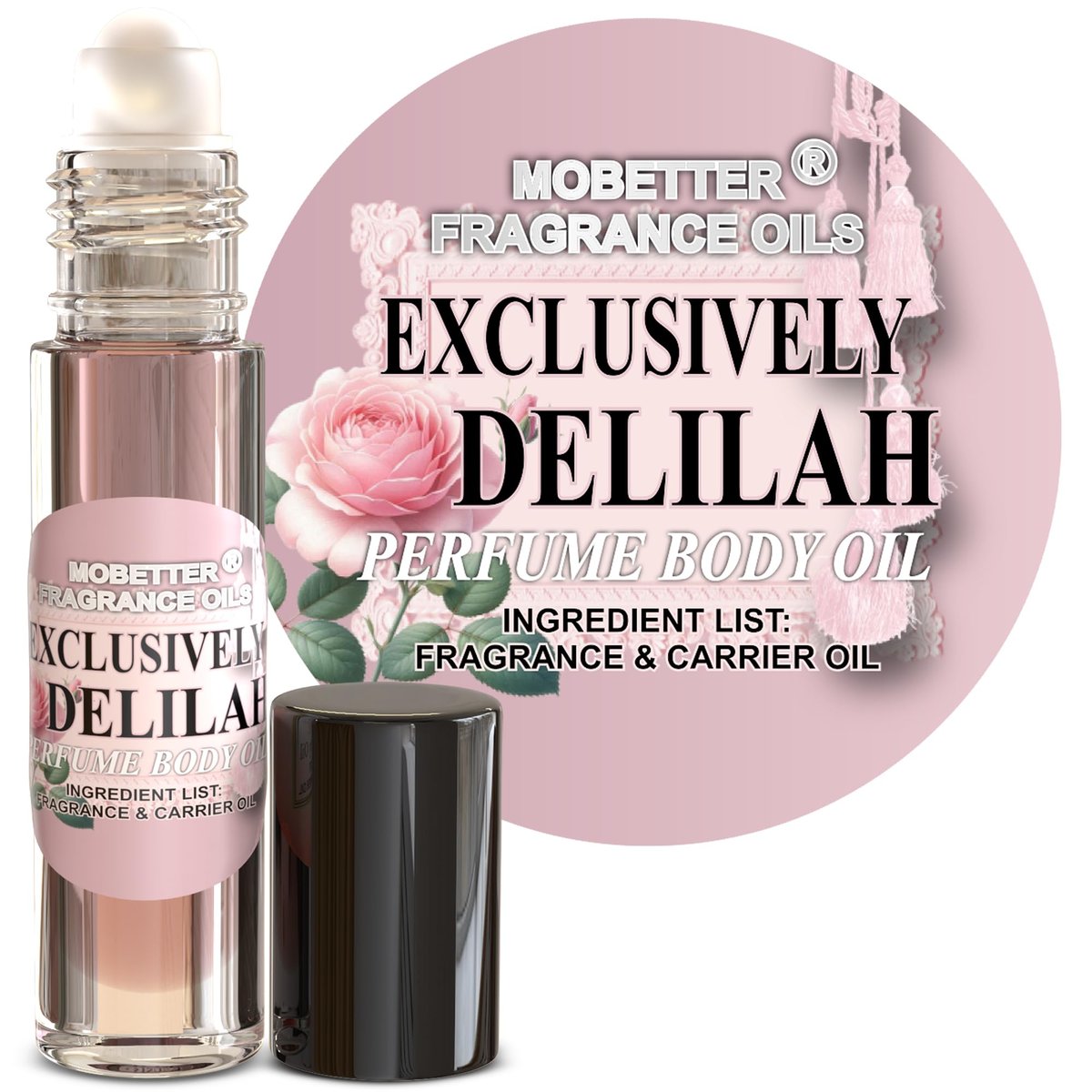MOBETTER FRAGRANCE OILS Exclusively Delilah Perfume Body Oil – Long Lasting Travel Size with Litchi, Pear, Bergamot, Grapefruit & Pink Pepper Avelisse