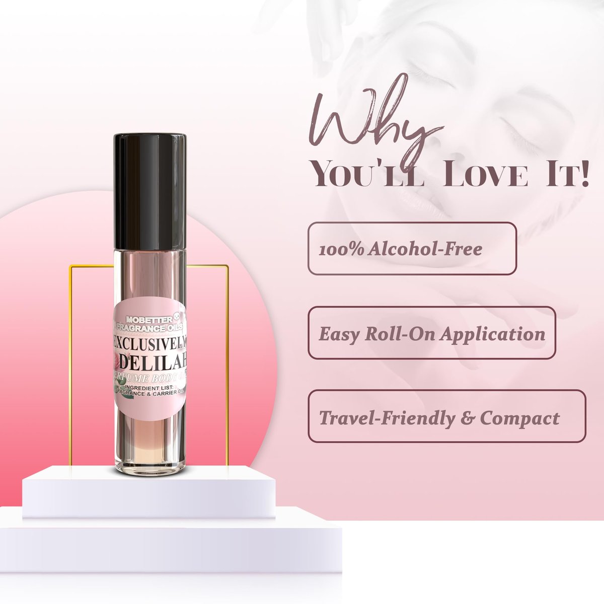 MOBETTER FRAGRANCE OILS Exclusively Delilah Perfume Body Oil – Long Lasting Travel Size with Litchi, Pear, Bergamot, Grapefruit & Pink Pepper Avelisse