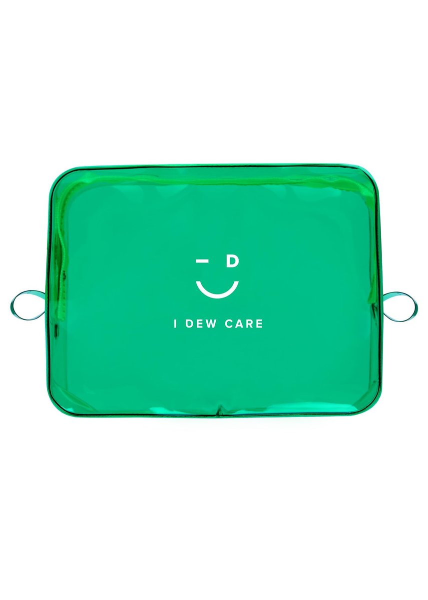 I DEW CARE Green PVC Cosmetic Bag – Clear Standing Makeup Pouch, Water-Resistant Travel Organizer for Women & Men - görsel 1