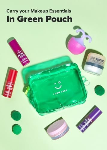 I DEW CARE Green PVC Cosmetic Bag – Clear Standing Makeup Pouch, Water-Resistant Travel Organizer for Women & Men - görsel 12