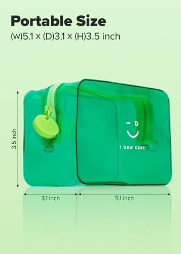 I DEW CARE Green PVC Cosmetic Bag – Clear Standing Makeup Pouch, Water-Resistant Travel Organizer for Women & Men - görsel 6