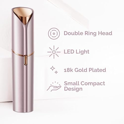 Tuokiy Painless Facial Hair Removal for Women - USB Rechargeable Face Shaver for Lip & Chin, Rose Gold Avelisse