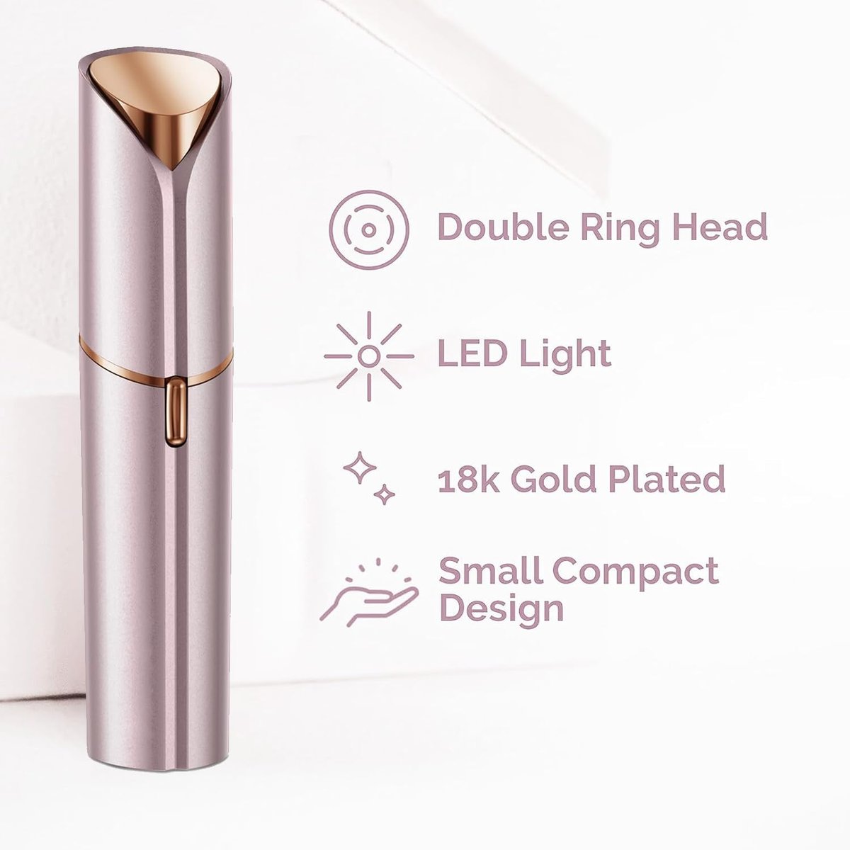 Tuokiy Painless Facial Hair Removal for Women - USB Rechargeable Face Shaver for Lip & Chin, Rose Gold Avelisse