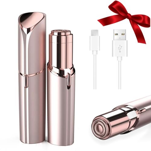 Tuokiy Painless Facial Hair Removal for Women - USB Rechargeable Face Shaver for Lip & Chin, Rose Gold Avelisse